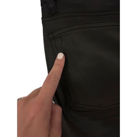 Eileen Fisher Black Waxed Faux Leather Denim Jeans Pants Size 4 Minimalist - Picture 9 of 13